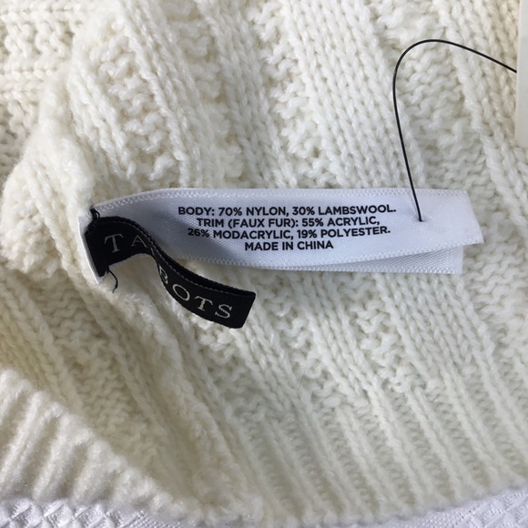 NWT Talbots Cable Knit Ivory Scarf with Faux Fur.‎ - Picture 7 of 10